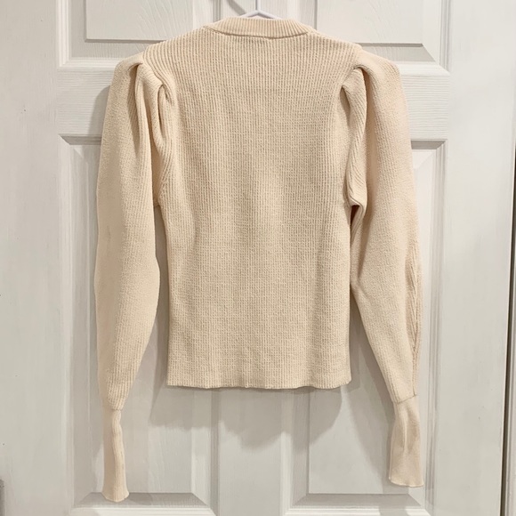 Zara Beige Balloon Sleeve Knit Crop Sweater - Picture 7 of 15